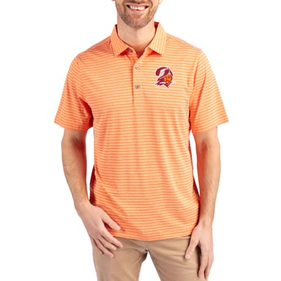  Tampa Bay Buccaneers Cutter & Buck Throwback Forge Eco Heather Stripe Stretch Recycled Polo - Heather Orange