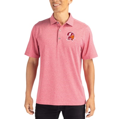  Tampa Bay Buccaneers Cutter & Buck Throwback Forge Eco Heather Stripe Stretch Recycled Polo - Heather Red