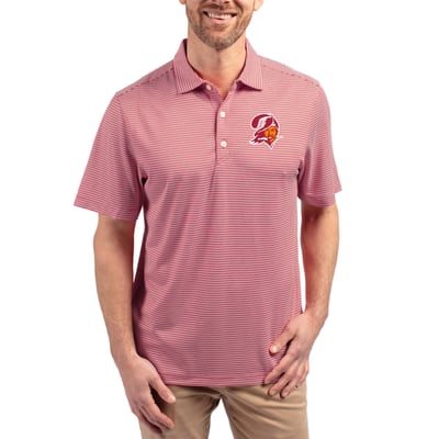  Tampa Bay Buccaneers Cutter & Buck Throwback Forge Eco Double Stripe Stretch Recycled Polo - Red/White