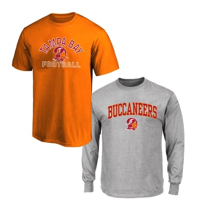  Tampa Bay Buccaneers Fanatics Big & Tall T-Shirt and Long Sleeve T-Shirt Combo Pack - Orange/Gray