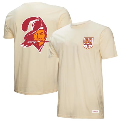 Tampa Bay Buccaneers Mitchell & Ness 50th Season Pirate & Patch T-Shirt - Cream