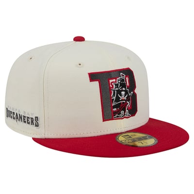 Tampa Bay Buccaneers New Era Deceptor 59FIFTY Fitted Hat - Cream/Red