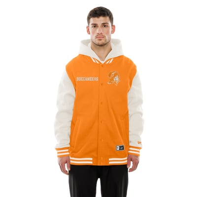 Tampa Bay Buccaneers New Era Full-Snap Fleece Hooded Jacket - Orange/Cream