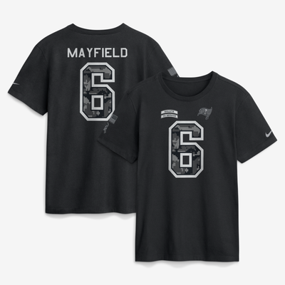 Baker Mayfield Tampa Bay Buccaneers Nike 2026 Salute to Service Name & Number T-Shirt - Black
