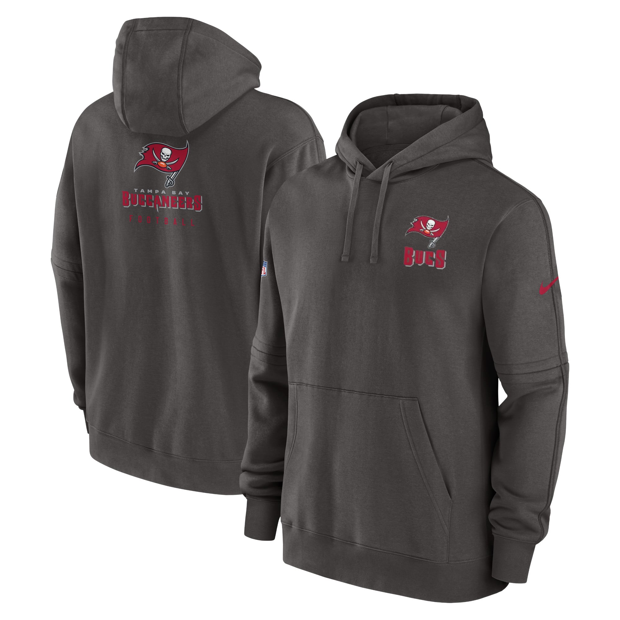 Men's Tampa Bay Buccaneers Nike Pewter Sideline Club Fleece Pullover Hoodie