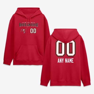 Tampa Bay Buccaneers  Touchdown Wordmark Personalized Name & Number Hoodie - Red