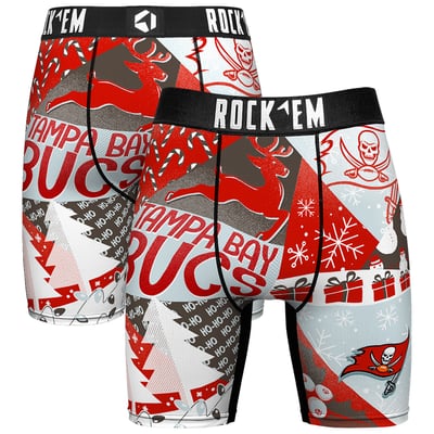 Tampa Bay Buccaneers Rock Em Socks Holiday Tacky Remix Boxer Briefs - Red