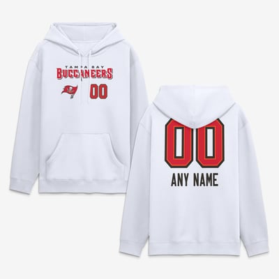 Tampa Bay Buccaneers  Touchdown Wordmark Personalized Name & Number Hoodie - White