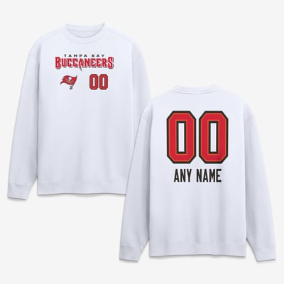 Tampa Bay Buccaneers  Touchdown Wordmark Personalized Name & Number Sweatshirt - White