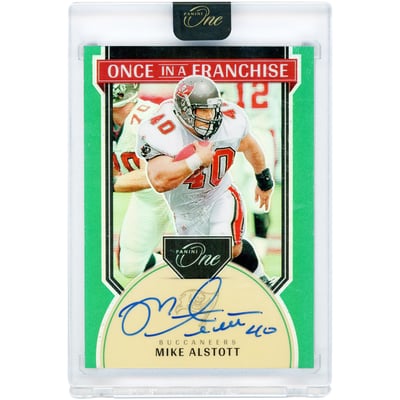 Mike Alstott Tampa Bay Buccaneers Autographed 2024 Panini One Once In A Franchise Green #343 #14/40 Card