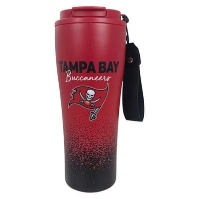 Tampa Bay Buccaneers Pegasus 20oz Splatter Script Stainless Steel ProSip Coffee Cup with Strap