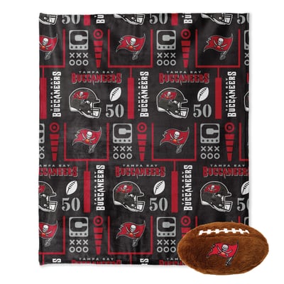 Tampa Bay Buccaneers Pegasus 50" x 60" Blackout Team Spirit Ultra Soft Throw & Plush Football Combo Pack