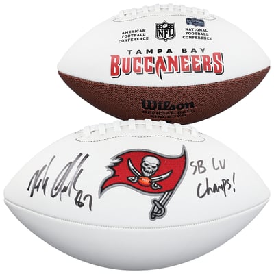 Rob Gronkowski Tampa Bay Buccaneers Autographed Fanatics Authentic Wilson White Panel Football with "SB LV Champs" Inscription
