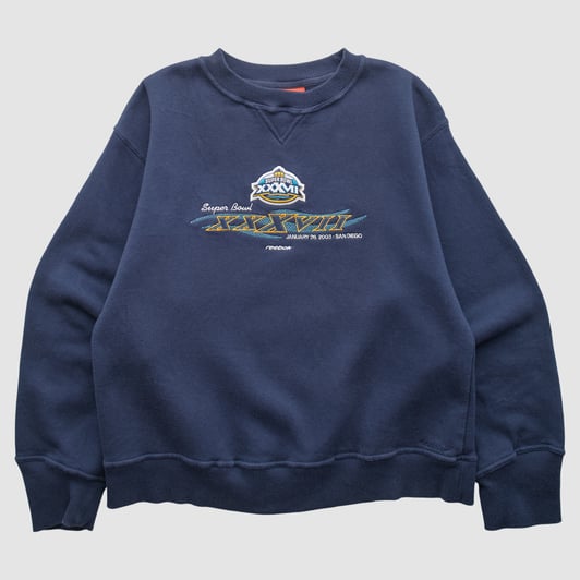 Super Bowl XXXVII Reebok 2003 Pullover Sweatshirt - Navy - XS by Fanatics Real Vintage