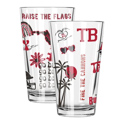 Tampa Bay Buccaneers The Memory Company 2-Pack 16oz. Pint Glass Loco Design Set