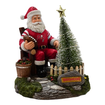 Tampa Bay Buccaneers The Memory Company Santa Figurine with LED Tree