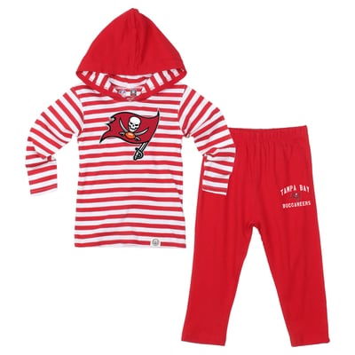  Tampa Bay Buccaneers Wes & Willy Toddler Stripe Hooded Long Sleeve and Pant Set - Red