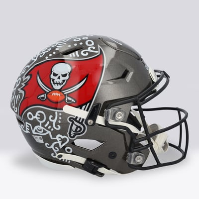 Tom Brady Tampa Bay Buccaneers Autographed Fanatics Authentic Riddell Speed Flex Authentic Helmet - Art by Alex Alpert - Limited Edition #1/1 - UW25