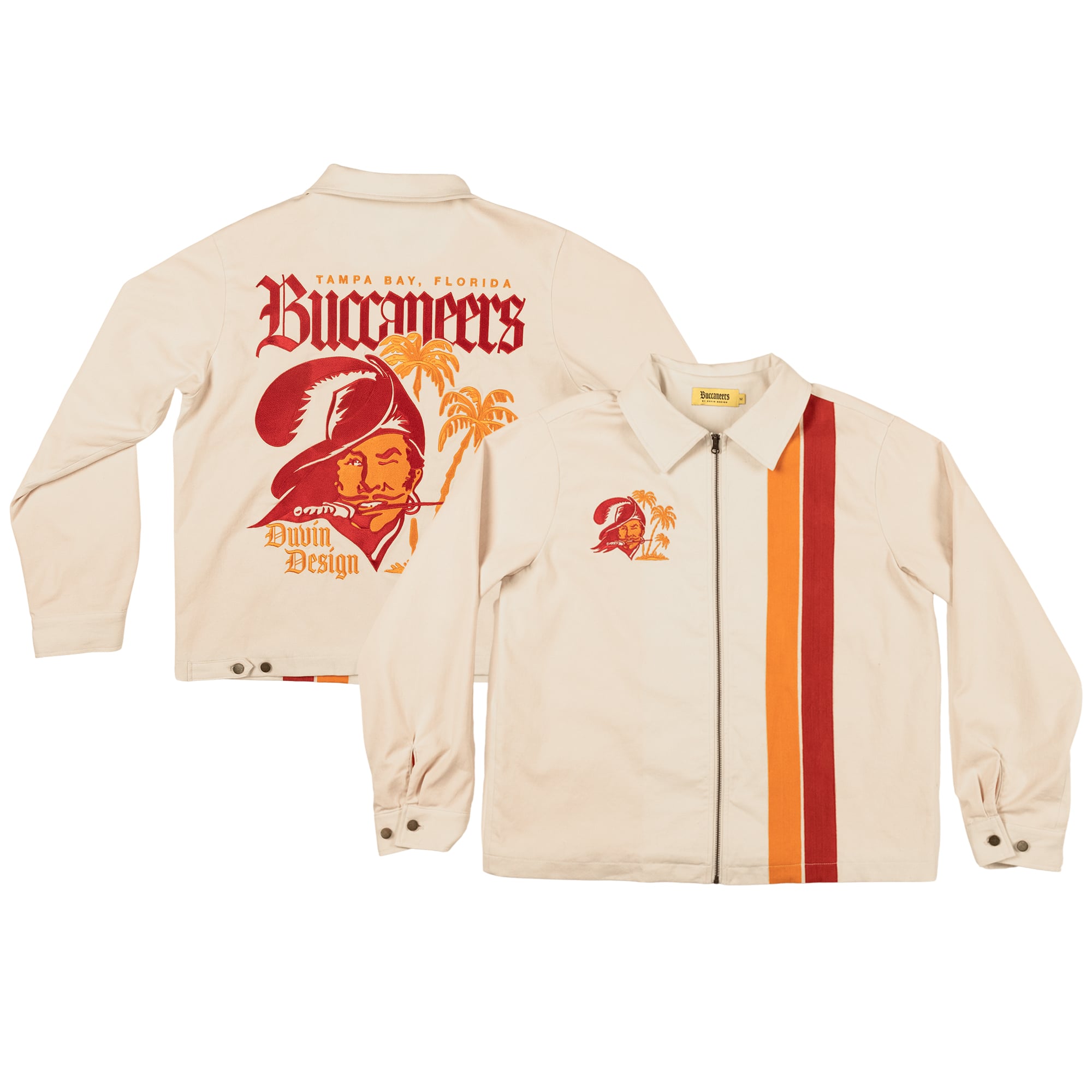 Unisex Duvin Designs Co. Cream Tampa Bay Buccaneers Full-Zip Work 