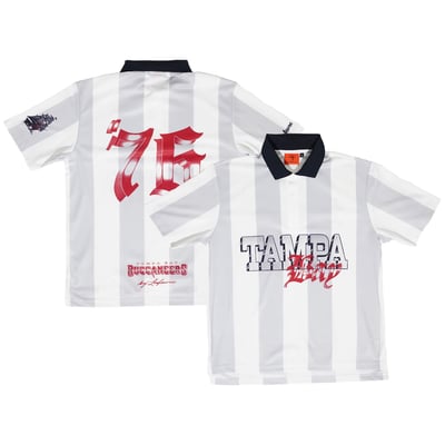 Tampa Bay Buccaneers Lafavre Unisex Striped Soccer Polo - White/Gray