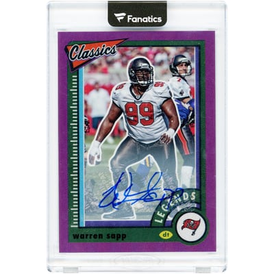 Warren Sapp Tampa Bay Buccaneers Autographed 2022 Panini Classics Premium Edition Significant Signatures Purple #132 #2/6 Card