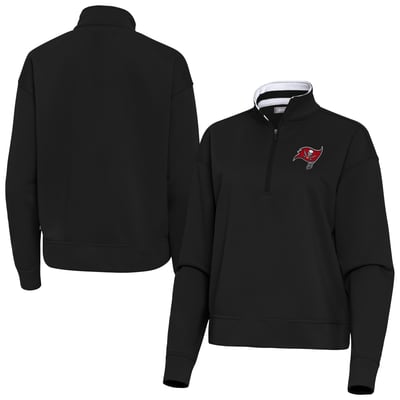 Tampa Bay Buccaneers Antigua Women's Goddess Quarter-Zip Pullover - Black