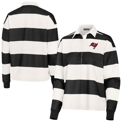 Tampa Bay Buccaneers Antigua Women's Banner Rugby Long Sleeve Polo - Black/Cream
