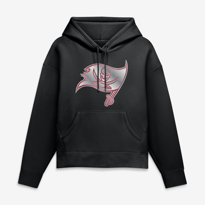 Tampa Bay Buccaneers Women's Metallic Mascot Hoodie - Black