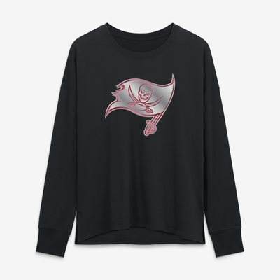 Tampa Bay Buccaneers Women's Metallic Mascot Long Sleeve T-Shirt - Black