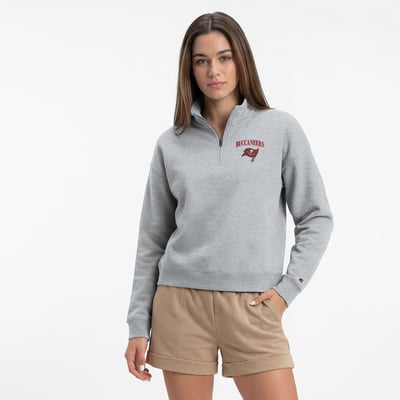  Tampa Bay Buccaneers Champion Women's Powerblend Quarter-Zip Sweatshirt - Heather Gray
