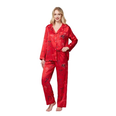  Tampa Bay Buccaneers Concepts Sport Women's Poppy Satin Long Sleeve Top and Pants Sleep Set - Red