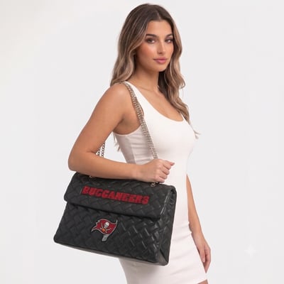 Tampa Bay Buccaneers Cuce Women's Vegan Leather Oversized Tote Bag - Black