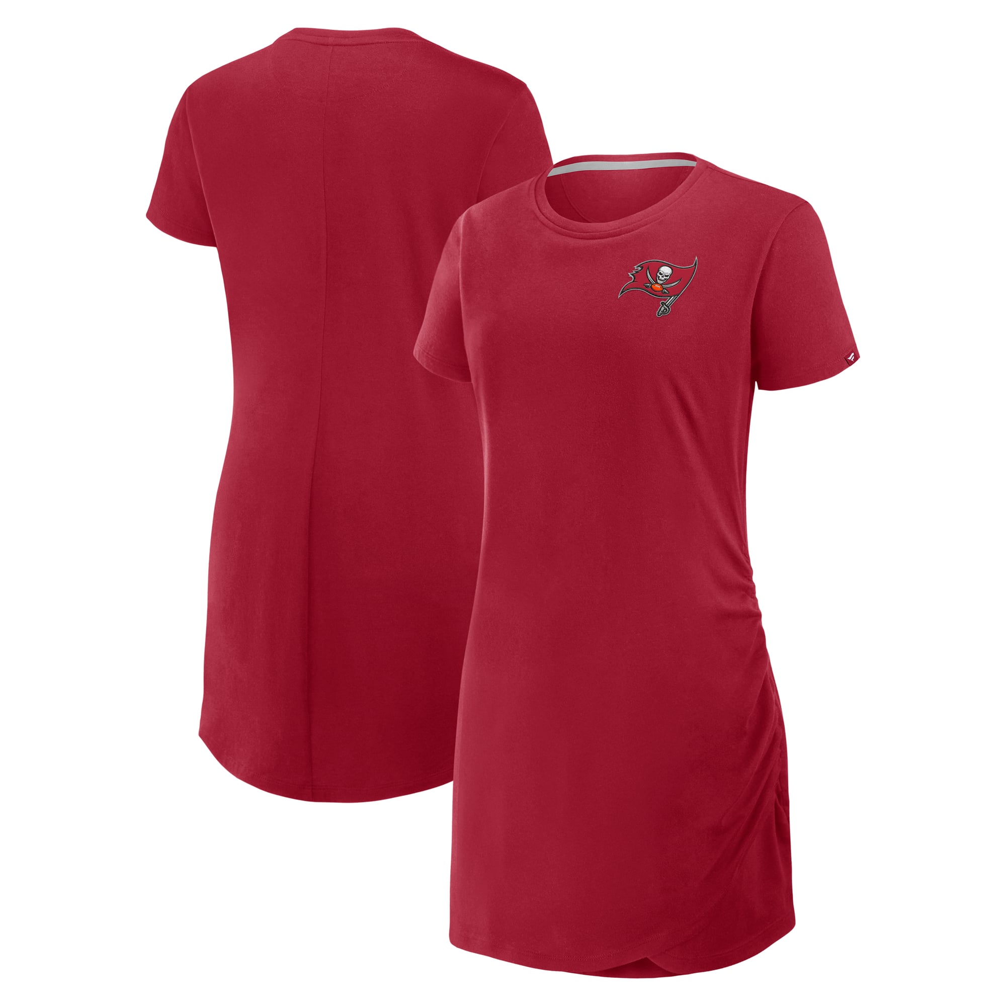 buccaneers jersey dress Women's Fanatics Red Tampa Bay Ruched Drape T-Shirt Size: 2XL Color:GOLD