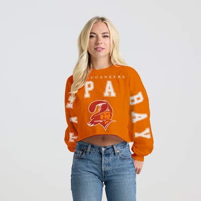 Tampa Bay Buccaneers Spirit Jersey Women's Cropped Long Sleeve T-Shirt - Orange