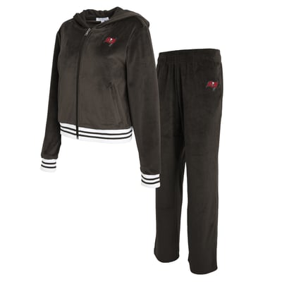  Tampa Bay Buccaneers WEAR by Erin Andrews Women's Velour Track Suit - Pewter