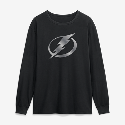 Tampa Bay Lightning  Metallic Mascot Long Sleeve T-Shirt - Black