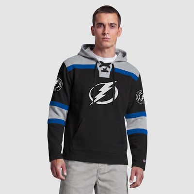  Tampa Bay Lightning Champion Lacer Fleece Hockey Hoodie - Black