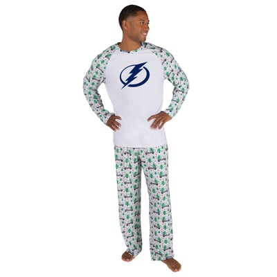 Tampa Bay Lightning Concepts Sport Frostbite Holiday Pajama Set - White
