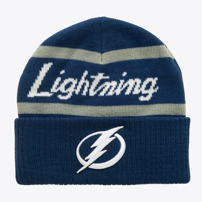 Tampa Bay Lightning Mitchell & Ness Head Coach Cuffed Knit Hat - Blue