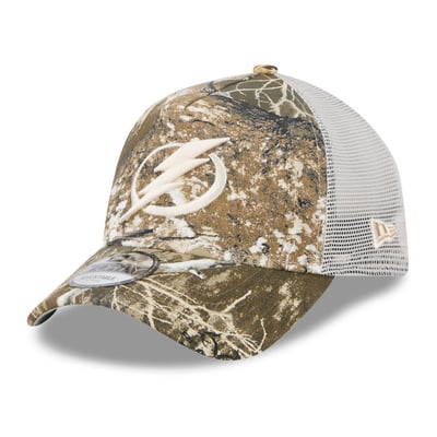 Tampa Bay Lightning New Era Real Tree A-Frame 9FORTY Adjustable Trucker Hat - Camo