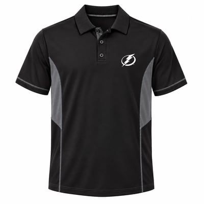 Tampa Bay Lightning Profile Big & Tall Color Block Panel Polo - Black/Charcoal