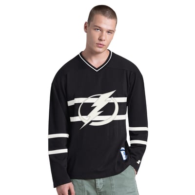 Tampa Bay Lightning Starter Line Up Long Sleeve V-Neck T-Shirt - Black