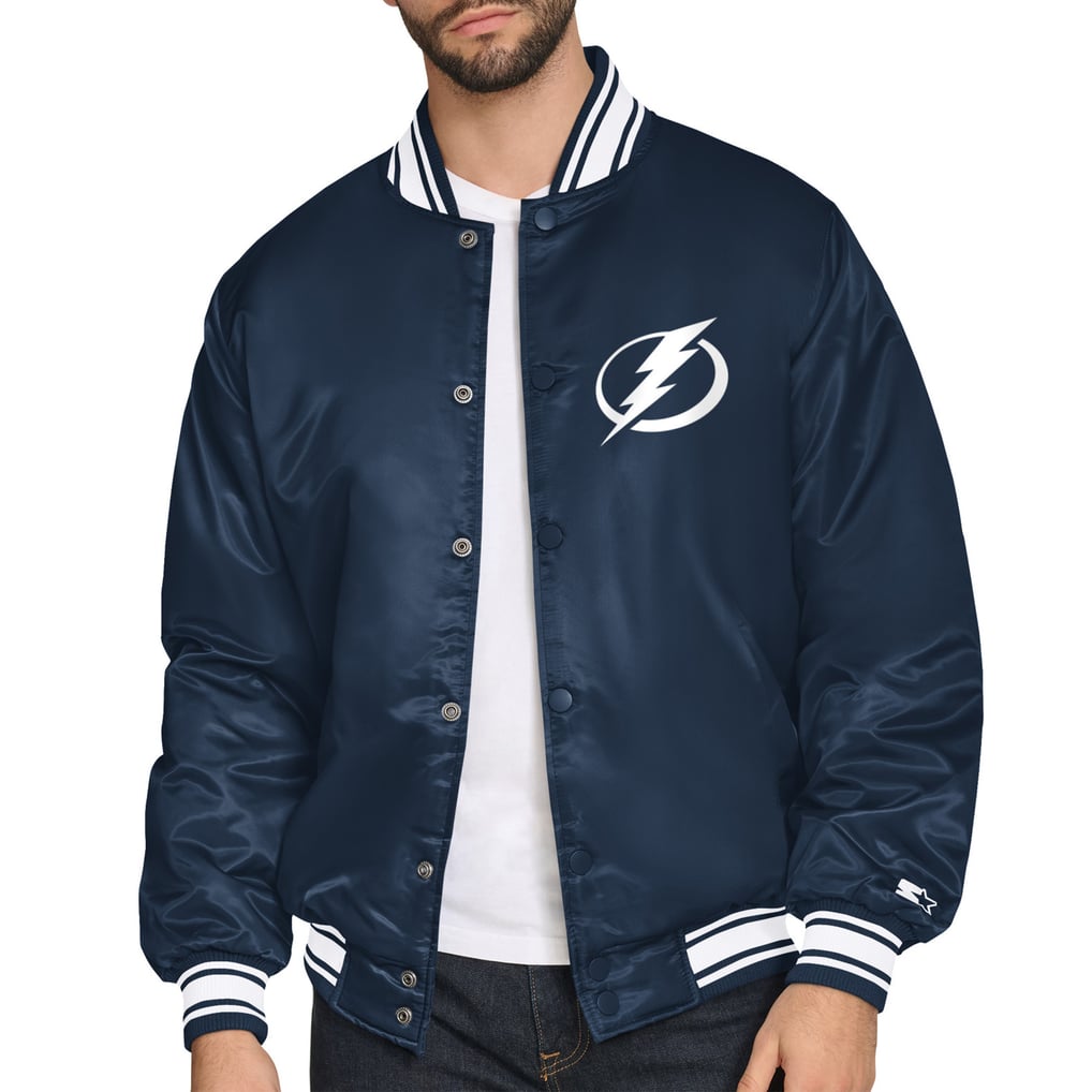 Tampa Bay Lightning Starter Triangle Satin Varsity Full-Snap Jacket - Blue