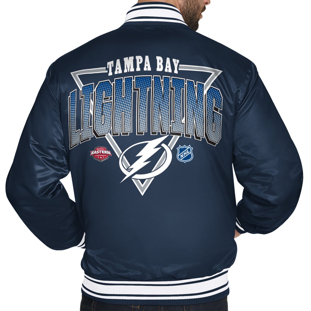 Tampa Bay Lightning Starter Triangle Satin Varsity Full-Snap Jacket - Blue