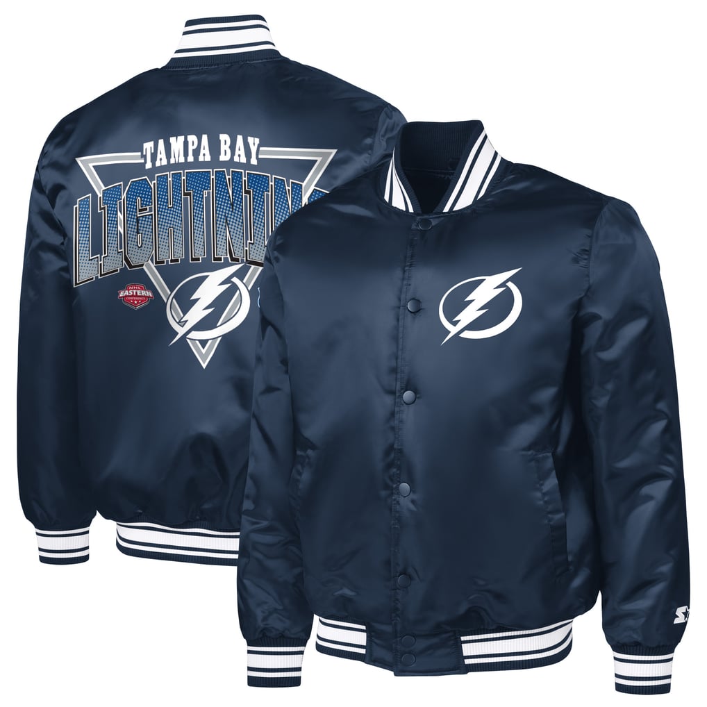 Tampa Bay Lightning Starter Triangle Satin Varsity Full-Snap Jacket - Blue