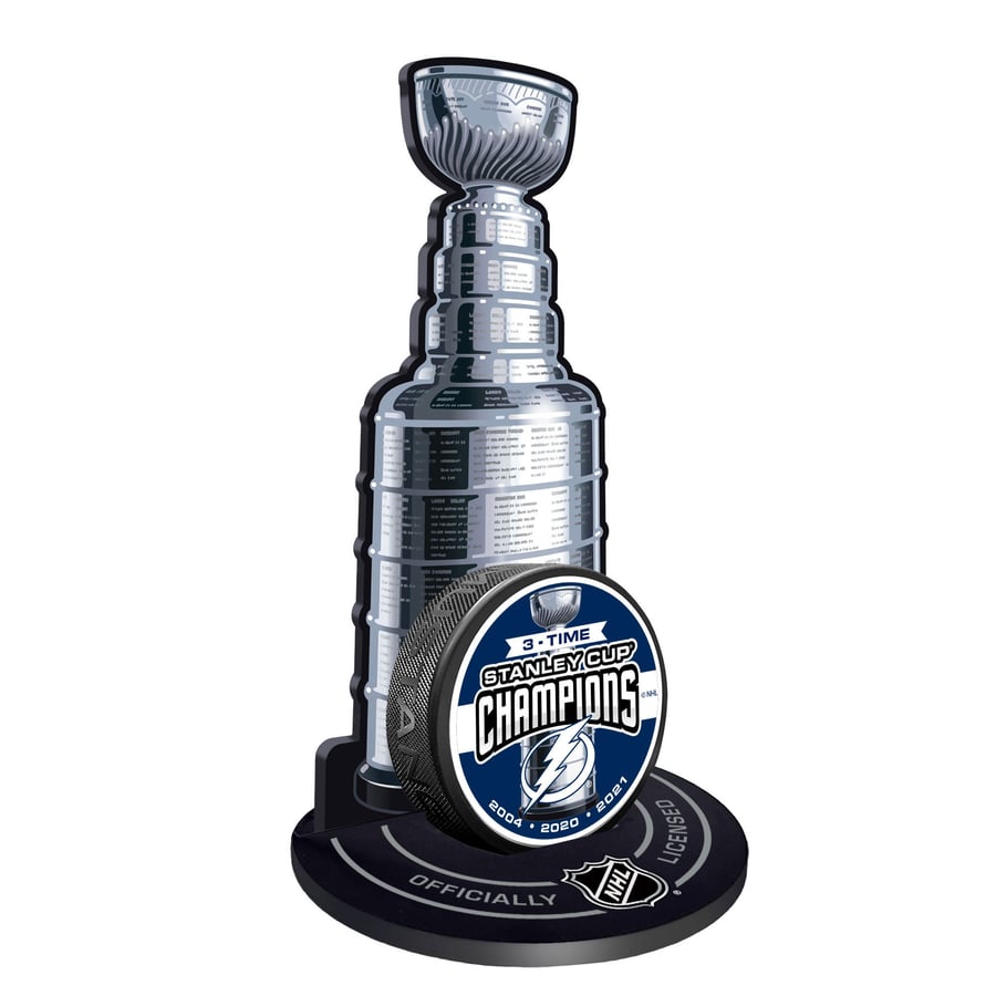 Tampa Bay Lightning Stanley Cup Trophy Stand with Championship Puck