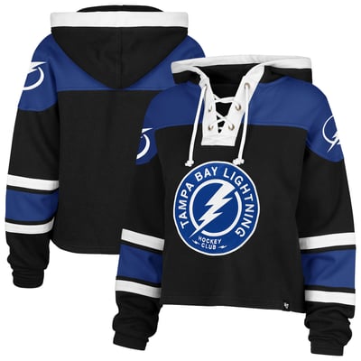  Tampa Bay Lightning '47 Women's Cropped Lacer Hoodie - Black