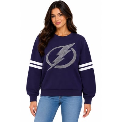 Tampa Bay Lightning FABGATING by Cuce Women's Ultra-Soft Crystal Fleece Sweatshirt - Blue/White