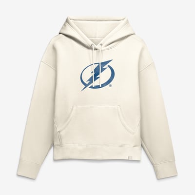 Tampa Bay Lightning Fanatics Women's Distressed Logo Hoodie - Cream