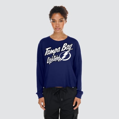  Tampa Bay Lightning New Era Women's Oversized Boxy Long Sleeve T-Shirt - Blue